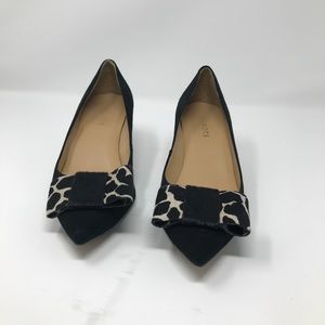 Talbots black suede heels with bow